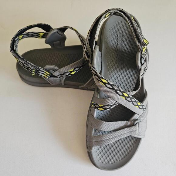 Baretraps Shoes - Bare traps Womens Size 9 Strappy Adjustable Sandal Gray Green Woven Sport CLEAN